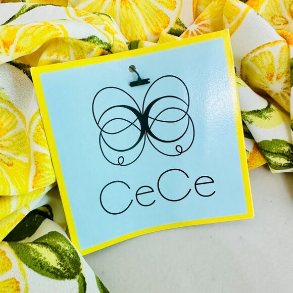 CECE BOHO LEMON SANTORINI VIBE YELLOW PHEASANT SHEER TIERED SLEEVE BLOUSE - Picture 8 of 8